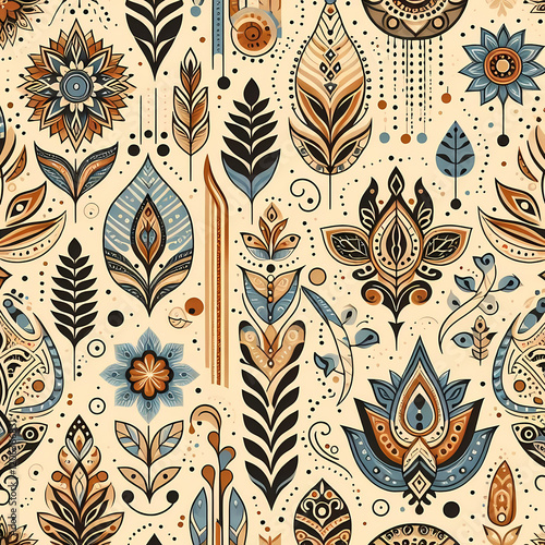 A floral and geometric pattern background