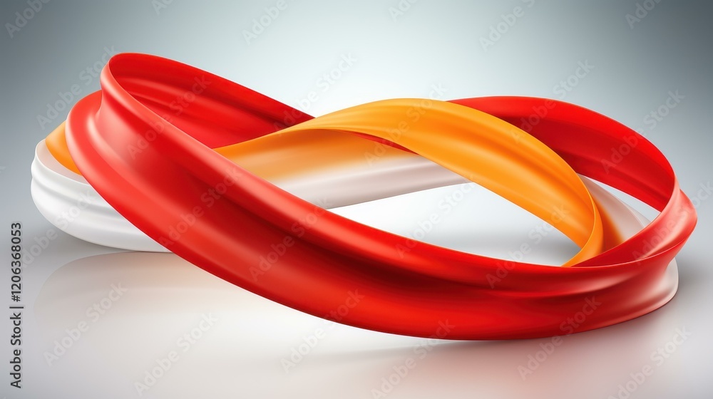 Naklejka premium Experience the beauty of abstract art with flowing ribbons in vivid red and orange hues, creating a dynamic visual spectacle.