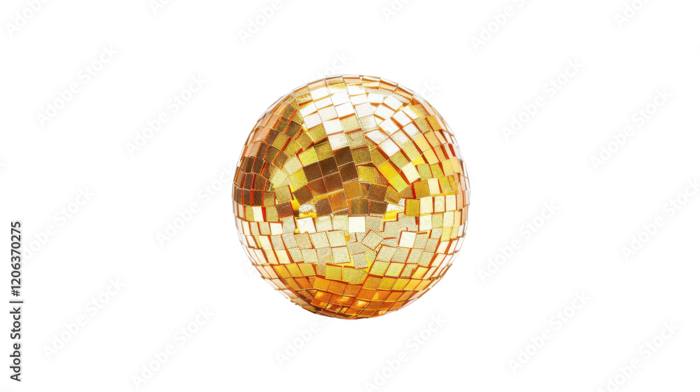 Obraz premium Golden disco ball on transparent background