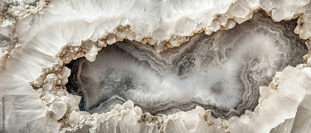 Fototapeta premium Exploring the intricate textures of quartz geodes with crystalline interiors and rough exteriors