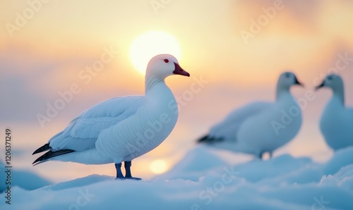 Extreme close-up of Canadian high arctic Arctic geese on the floe edge of Baffin Bay photo