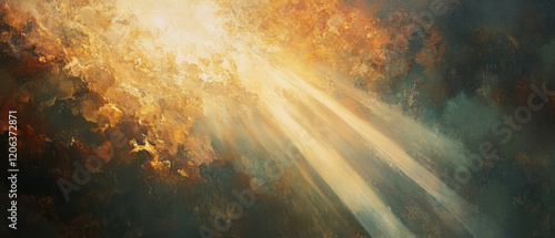 Wallpaper Mural Radiant sunlight filters through the clouds, creating a warm and comforting atmosphere Torontodigital.ca