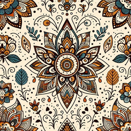 A floral and geometric pattern background