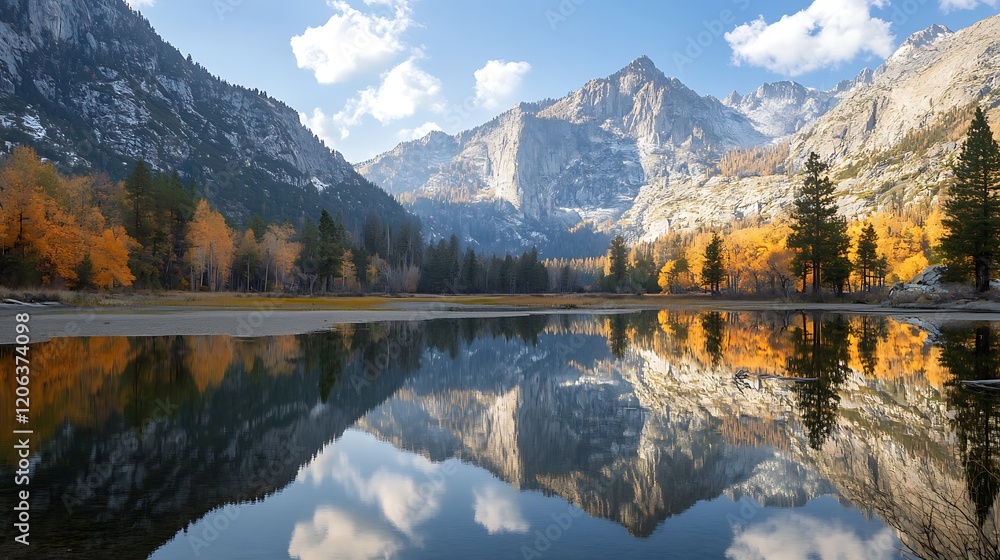 Obraz premium Autumn Reflections in a Mountain Lake
