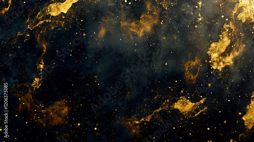 Black grunge background with gold spots scattered throughout photo