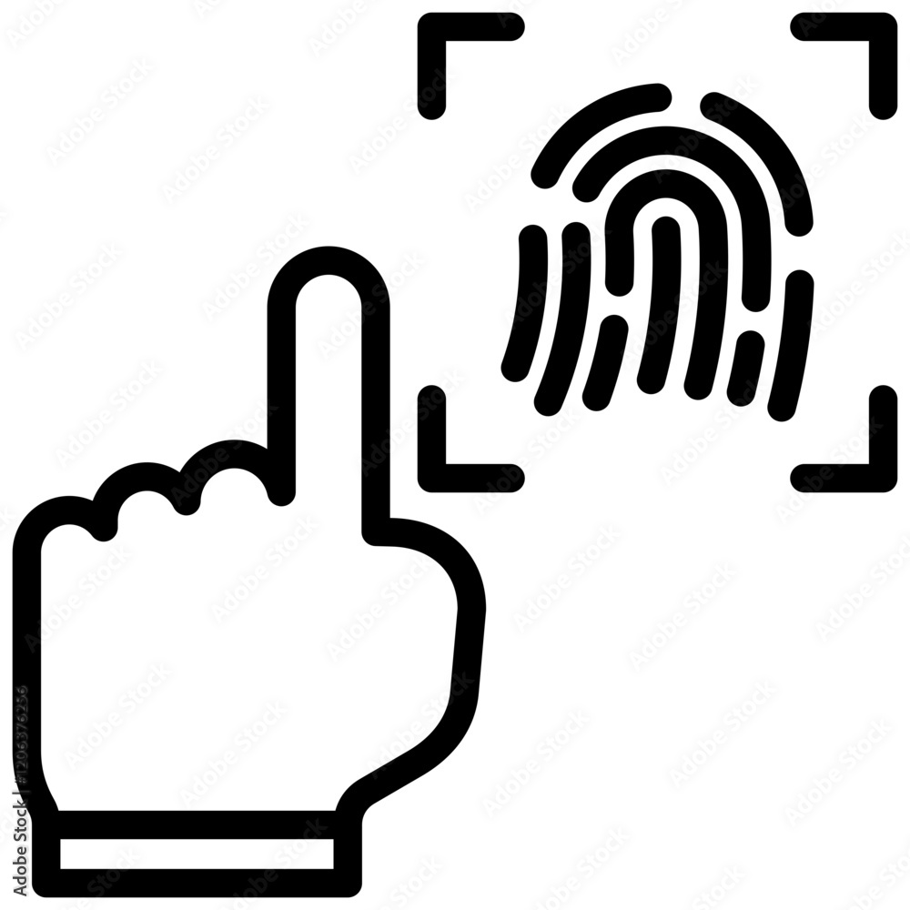 Biometric Authentication Outline Icon Biometric Authentication Outline Icon