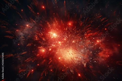 Wallpaper Mural Supernova exploding in the universe, creating a colorful nebula with bright lights and red and orange colors Torontodigital.ca