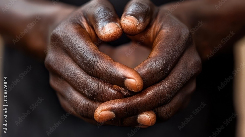 Fototapeta premium Dark skin hands clasped together in prayer