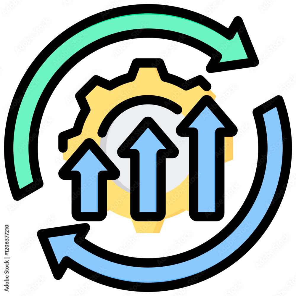 Continuous Improvement Outline Color Icon Continuous Improvement Outline Color Icon