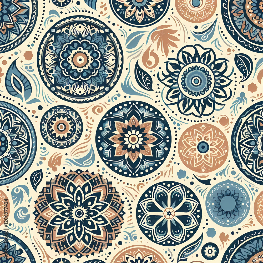 A floral and geometric pattern background A floral and geometric pattern background