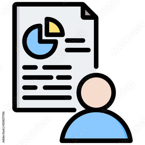 User Analytics Outline Color Icon