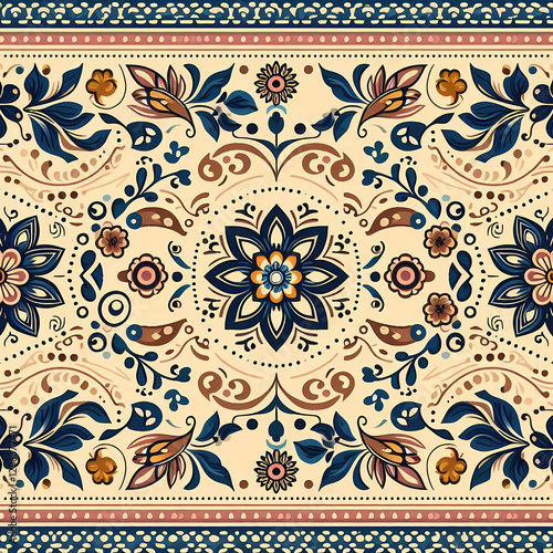A floral and geometric pattern background