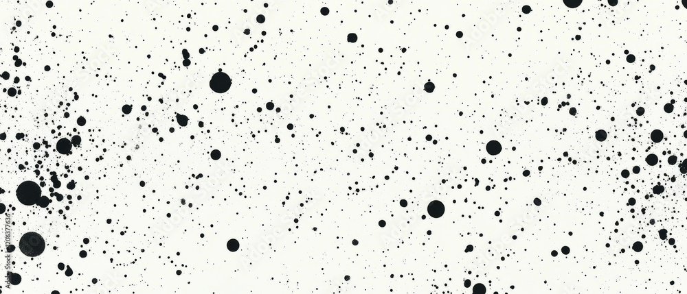 Unique texture of black ink splatters on a bright white background creating a bold pattern Unique texture of black ink splatters on a bright white background creating a bold pattern