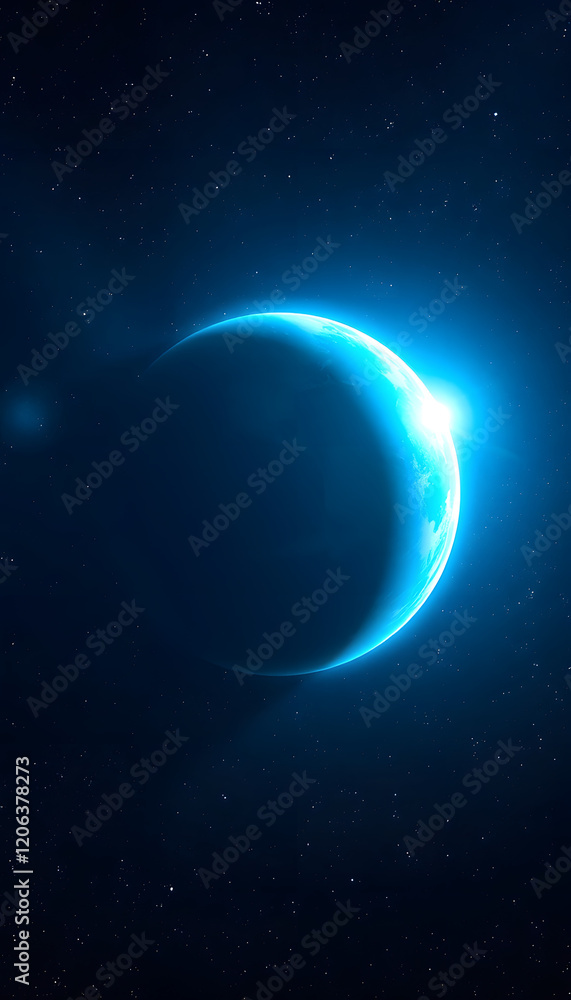 Fototapeta premium blue planet in space, cinematic, with white tones