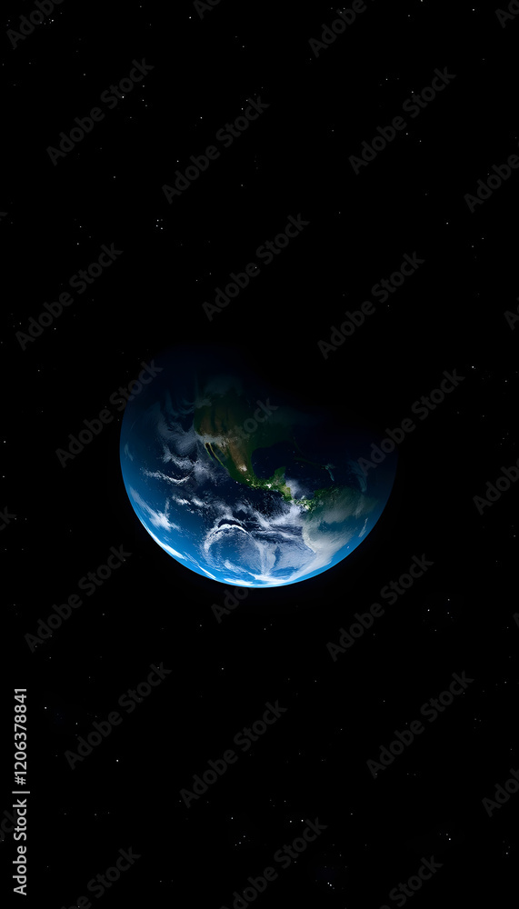 Naklejka premium Earth from space at night. Other orientations available, vibrant, with white tones