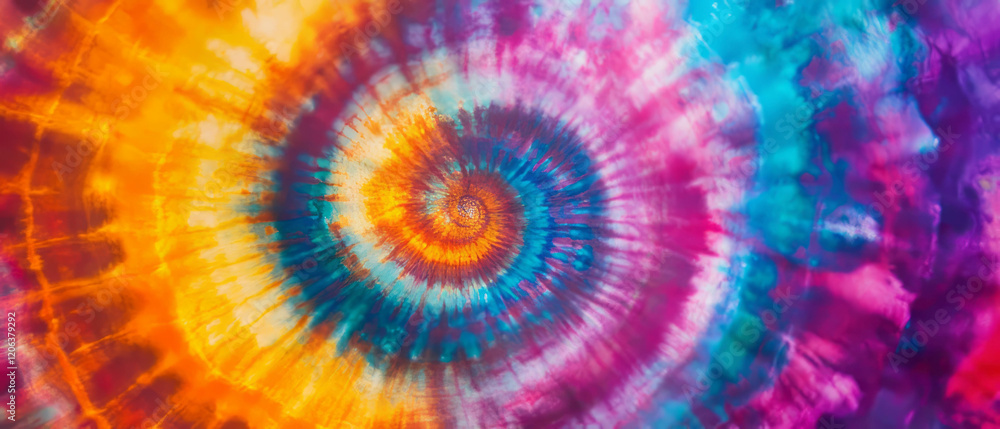 Vibrant tie-dye fabric showcasing bold swirls and bright color patterns Vibrant tie-dye fabric showcasing bold swirls and bright color patterns