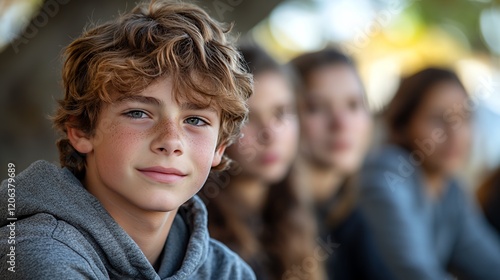 Teenager Enjoying a Sunny Day Outdoors With Friends at a Gathering in a Park Setting