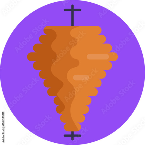 Doner Kebab features seasoned meat, typically lamb, chicken, or beef, slow-cooked on a vertical rotisserie and served with flatbread or pita.