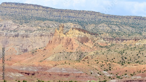 Chimney Rock and Mountains at Ghost Ranch