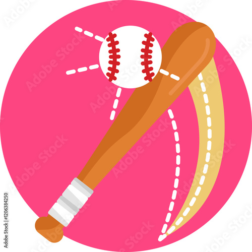 Sport Equipment: A simple icon of a bat used by players to strike the baseball in various positions.