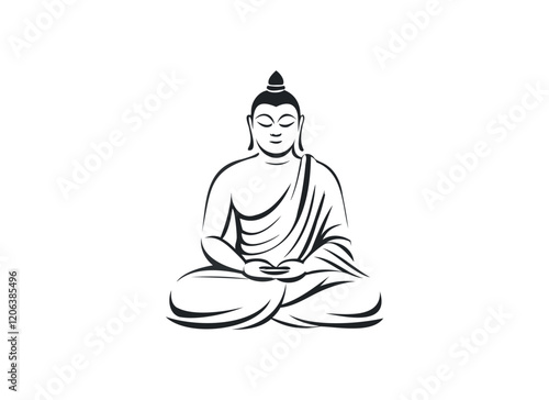 Minimalist Buddha Illustration - Serene Meditation Pose Line Art