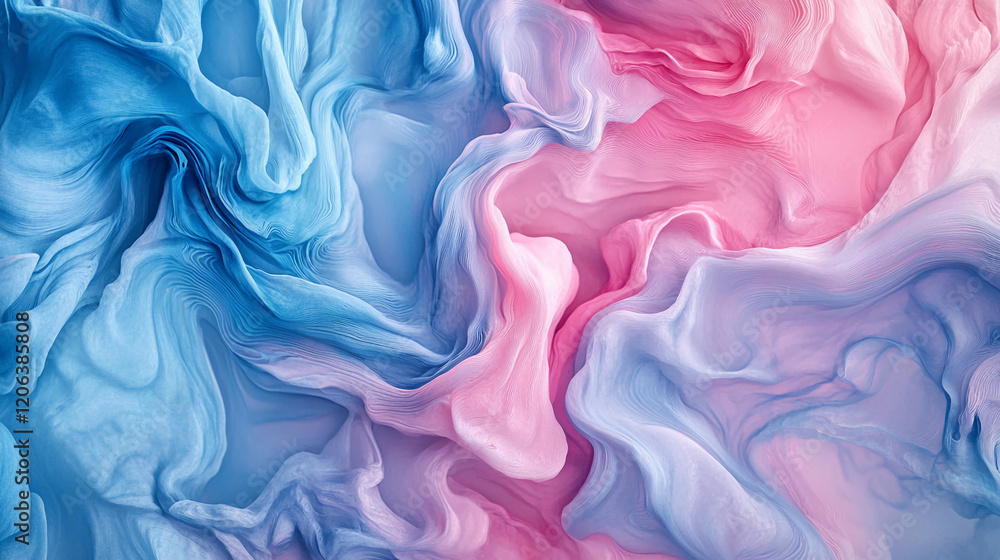 Fototapeta premium Soft swirls of pink and blue create a calming abstract design in a serene backdrop