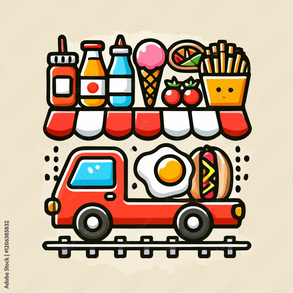 Fototapeta premium icon of food, logo, food, illustration of food store, vector of food, pizza, food store, 