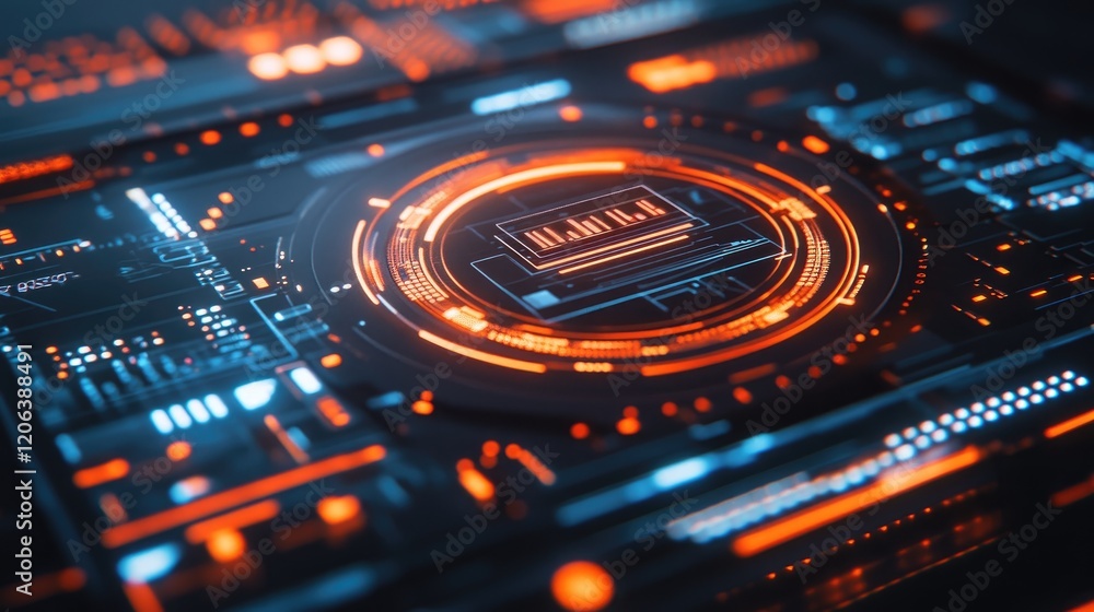 Futuristic Interface Technology Orange Blue Display Futuristic Interface Technology Orange Blue Display