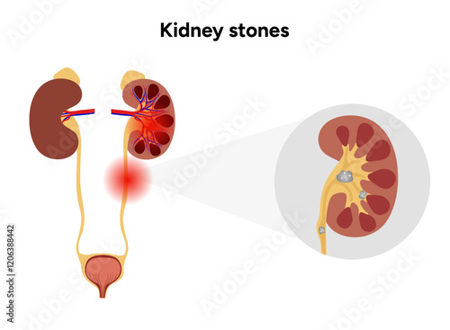 Human urine pain, diagnosis of ureter, kidney stones. Urologist medical disease	