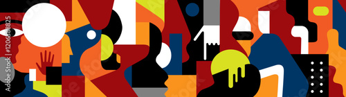 Future people innovation science technology fantastic abstract vector illustration