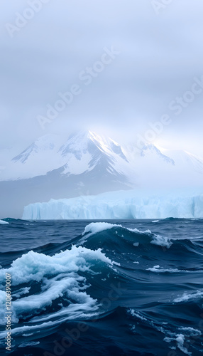Wallpaper Mural Rising sea levels due to global warming of the earth and melting glaciers, mindfulness theme, with white tones Torontodigital.ca