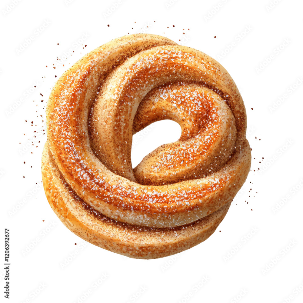 Fototapeta premium baked cinnamon twist isolated on transparent background