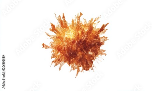 Explosive fireball isolated on white background