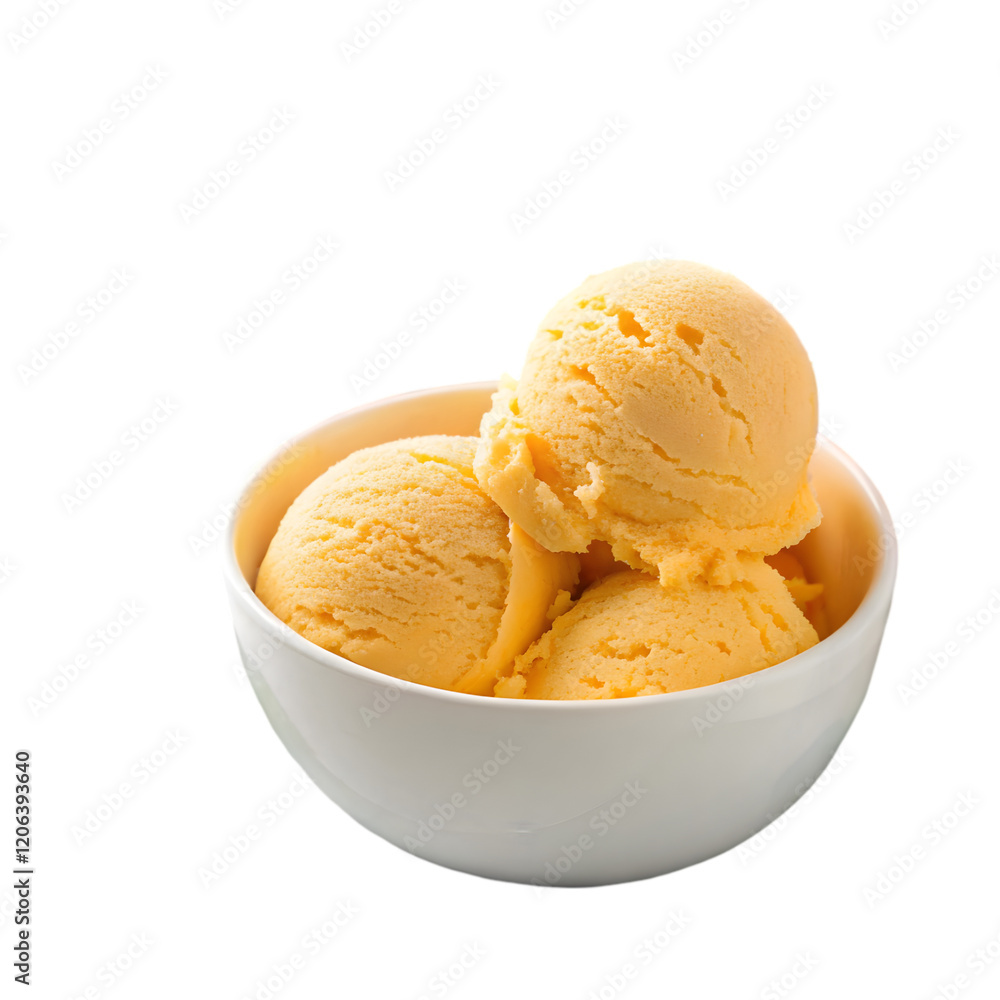 A ball of natural mango ice cream in bowl A ball of natural mango ice cream in bowl