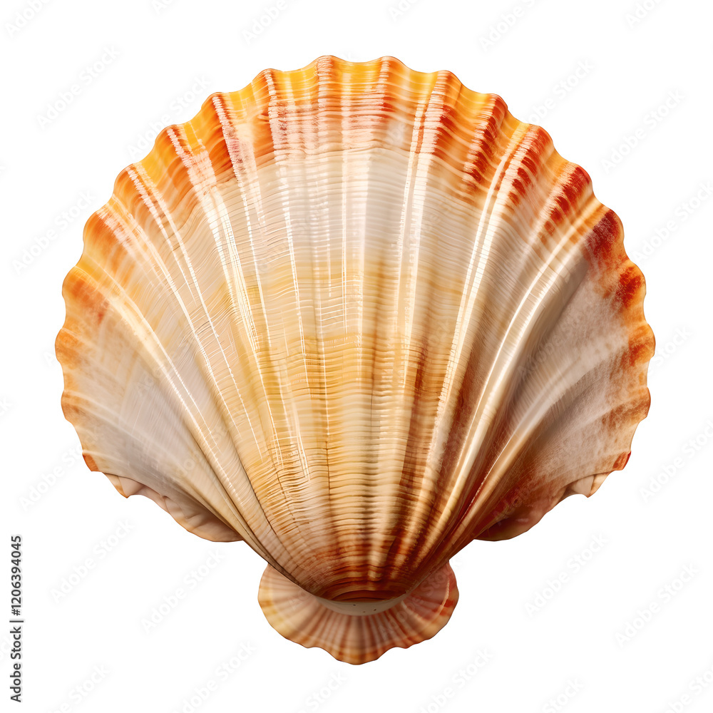 Scallop seashell with detailed texture isolated on a transparent background. Marine life and coastal design element. Design for posters, banners, and educational materials Scallop seashell with detailed texture isolated on a transparent background. Marine life and coastal design element. Design for posters, banners, and educational materials