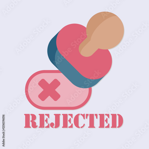 Illustration of a stylized icon of a pacifier with a rejected mark and text overlay