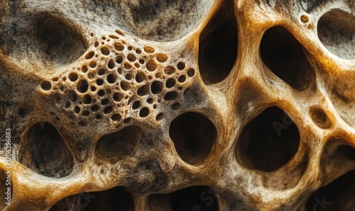 Extreme close-up view of external roots of Ficus pertusa tree in nature, showcasing intricate textures photo