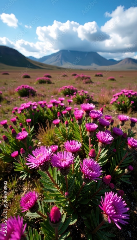 Obraz premium Rannoch Moor heather in bloom with a blue sky, peat bogs, moorland