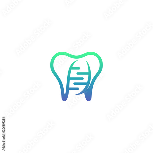 dental logo with DNA combination in flat design style