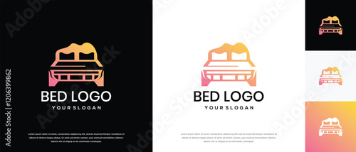 Bed logo design. Bed logo design vector icon.