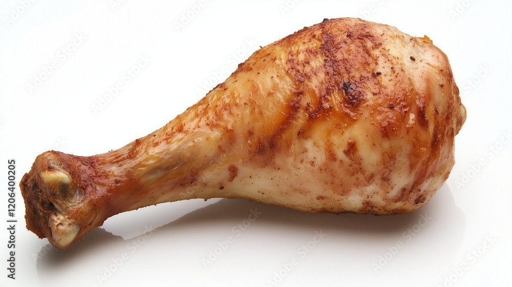 Cooked chicken leg drumstick isolated on a white background Cooked chicken leg drumstick isolated on a white background