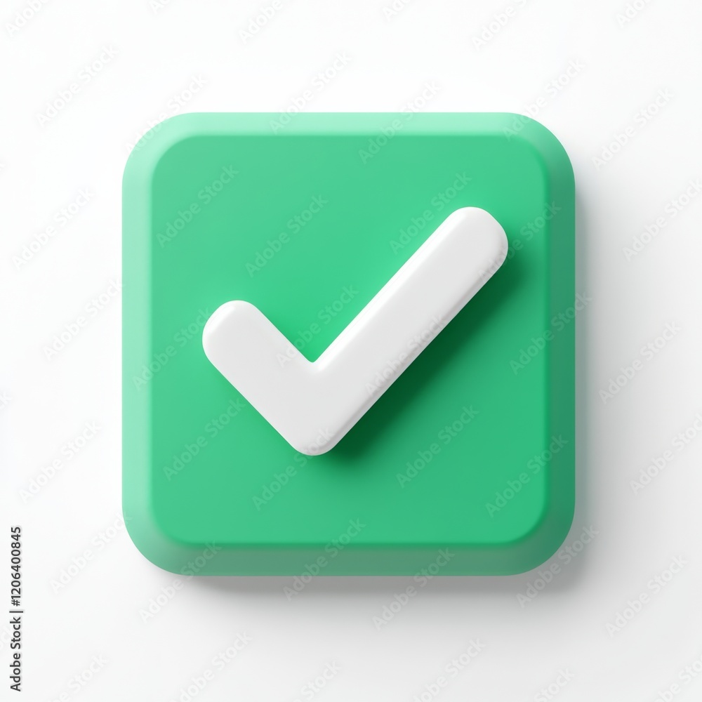 3D Icon of a Rounded Checkmark on a Green Circular Button 3D Icon of a Rounded Checkmark on a Green Circular Button
