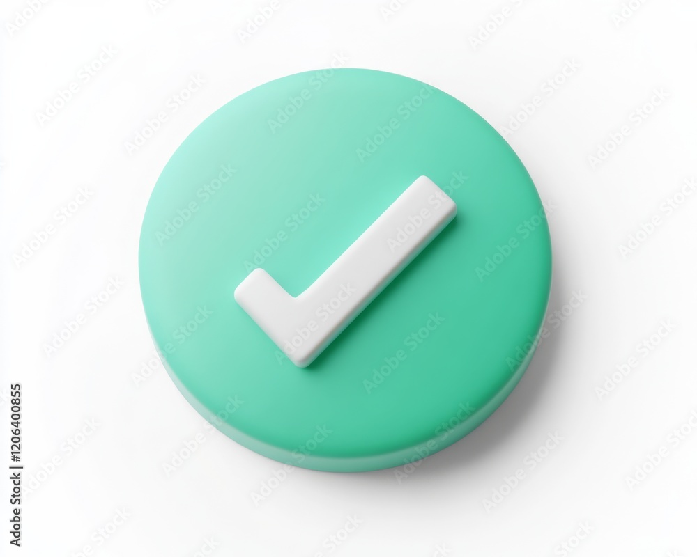 3D Icon of a Checkmark on a Green Circular Button 3D Icon of a Checkmark on a Green Circular Button