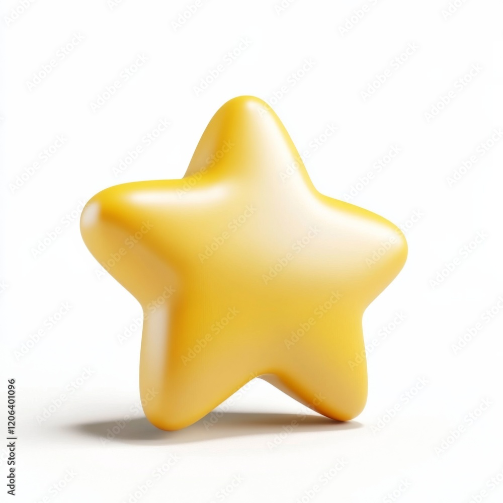 3D Rendering of a Yellow Star Icon on White Background 3D Rendering of a Yellow Star Icon on White Background