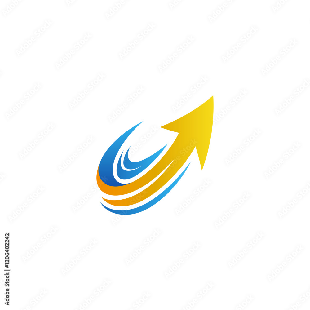 arrow logo with swoosh effect in flat design style arrow logo with swoosh effect in flat design style