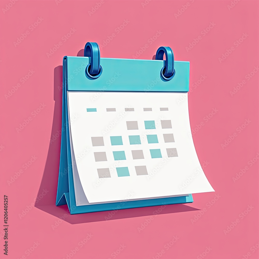 A minimalist desk calendar with a light blue stand and white pages. Perfect for planning and scheduling appointments. Clean and modern design. A minimalist desk calendar with a light blue stand and white pages. Perfect for planning and scheduling appointments. Clean and modern design.