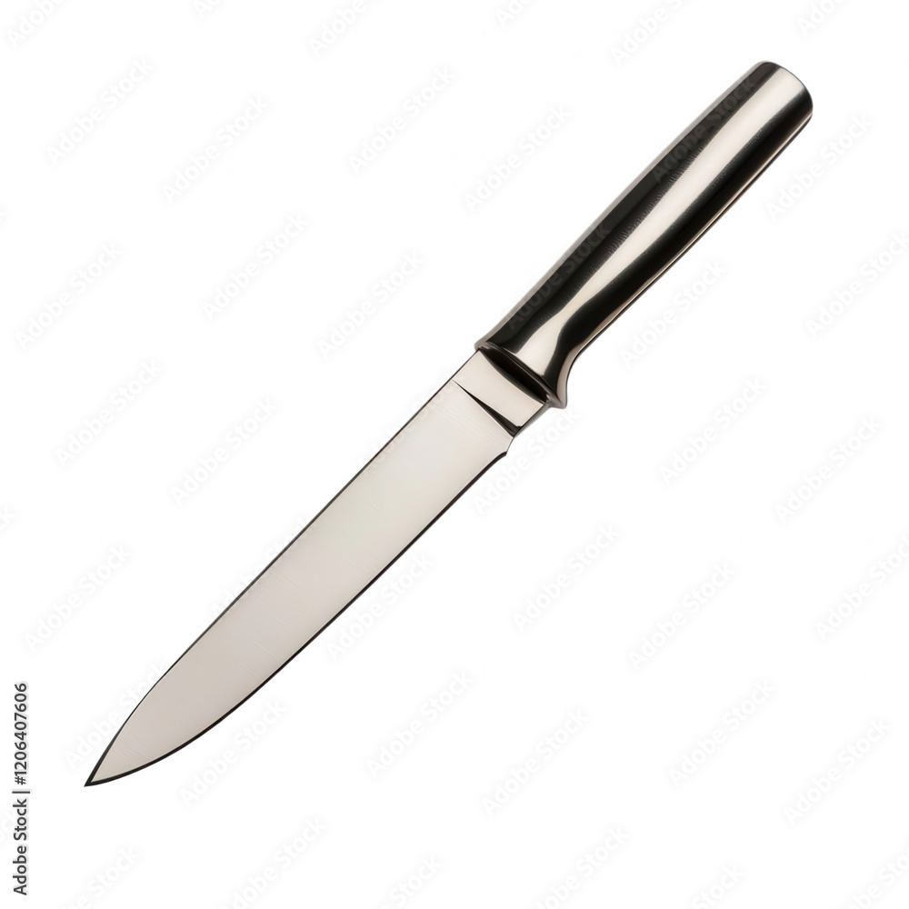 A sleek, stainless steel knife with a polished handle and a sharp blade, ideal for precise cutting tasks in culinary settings, Transparent Background. A sleek, stainless steel knife with a polished handle and a sharp blade, ideal for precise cutting tasks in culinary settings, Transparent Background.