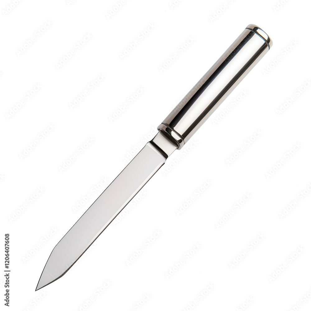 A sleek, metallic knife with a sharp blade and a polished handle, designed for precision cutting, Transparent Background. A sleek, metallic knife with a sharp blade and a polished handle, designed for precision cutting, Transparent Background.