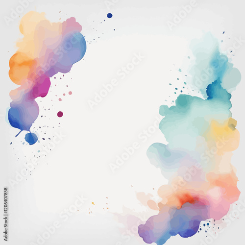 Bright colorful watercolor splash stain brush strokes on white background. Modern, vibrant aquarelle point. Rainbow trendy isolated design on white. Element. Vector watercolor drawing.