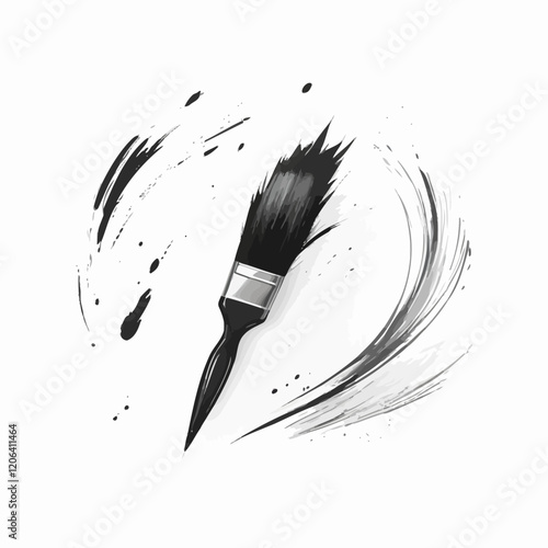 Black brush stroke isolated on background. Paintbrush stroke vector for ink paint, grunge design element, dirt banner, watercolor design, dirty texture. Trendy brush stroke, vector illustration